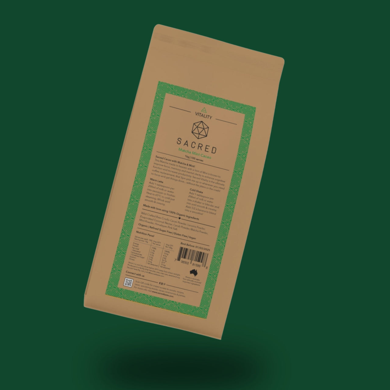 Vitality: Matcha Mint Cacao 1kg Bag